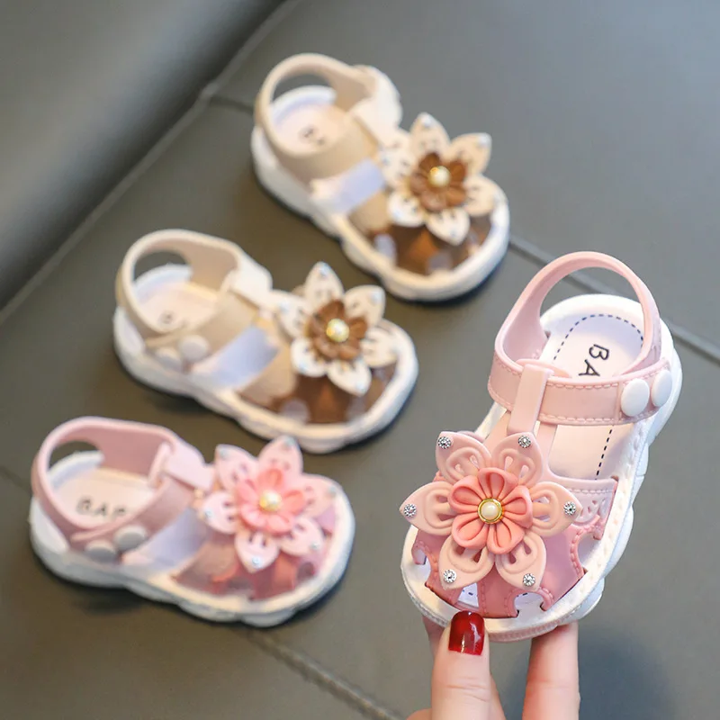 

Cute Bow Children's Summer Sandals Kids Non Slip Beach Shoes for Baby Girls Princess Shoes Toddler Soft Sole First Walkers