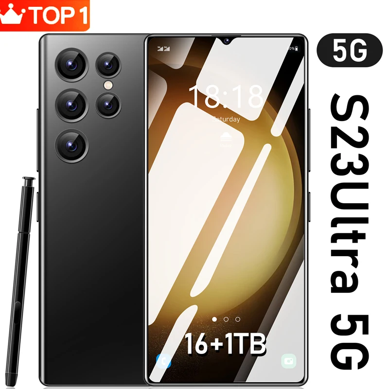 

Смартфон глобальная версия S23 Ultra, экран 6,8 HD, оригинальный телефон с двумя Sim-картами, Android 13, разблокированный, 72 МП, 6800 мАч