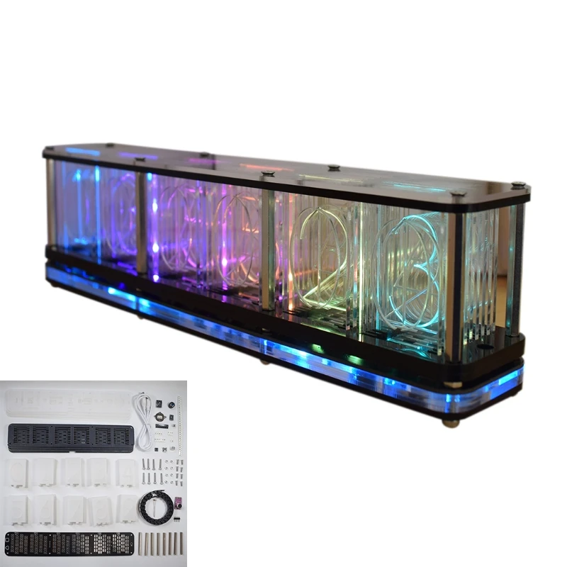 

DIY Kits RGB LED Imitate Glow Tube Clock LED Music Spectrum for Time Tube Night Light Full Color RGB Home Decoration Gif