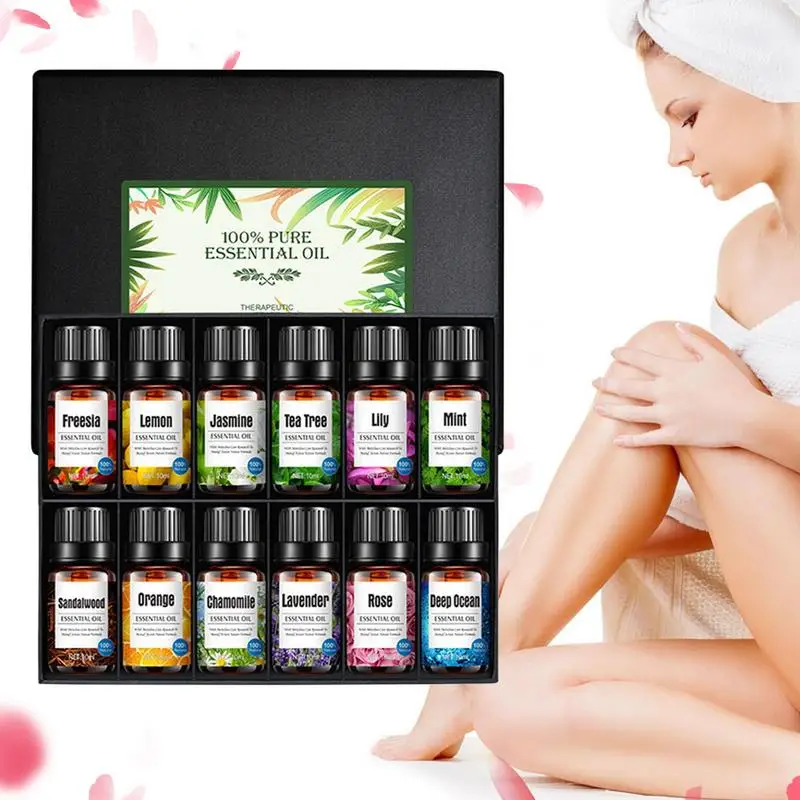 

Body Essential Oils For Skin 12pcs Long-lasting Aromatherapy Oil With Natural Scents Skin Care Supplies For Lotion Diffusers