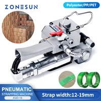 zonesun pneumatic pet strapping wrapping machine baler portable banding tool packing 12 19mm pp plastic seal packer aqd 19