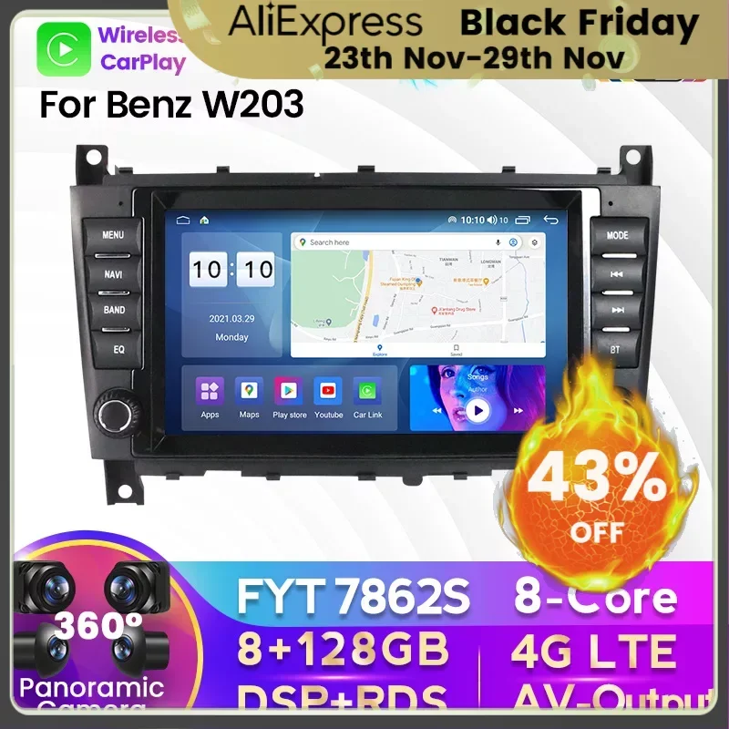 

Touch Screen Android Car Radio For Mercedes Benz W203 W209 W219 A160 C180 C200 C230 Car Multimedia Player GPS Carplay Auto 2Din