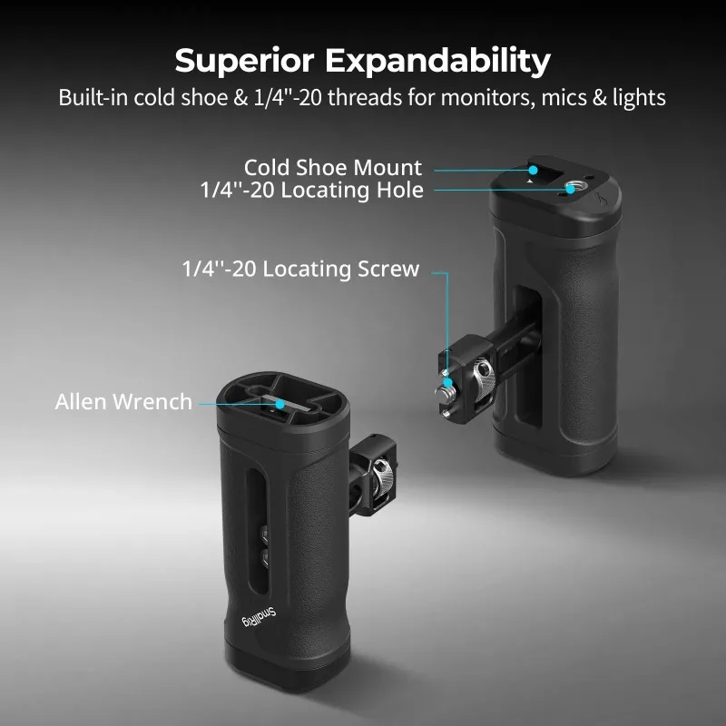 Фото Боковая рукоятка SmallRig 5946 с креплением 1/4''-20 для камер Sony и DSLR, с вертикальной регулировкой на 30 мм (1,2 дюйма) №4