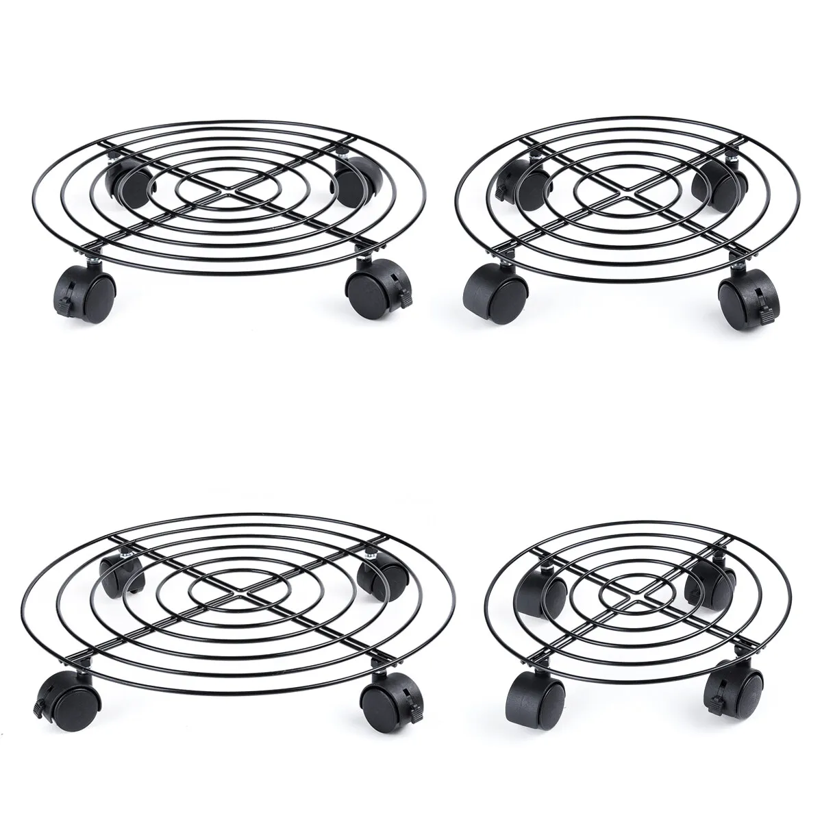 

Heavy Duty Iron Potted Plant Wheels Round Pot Rack on Rollers Dolly Holder on Wheels Indoor Outdoor Trolley Casters Rolling Tray