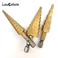 3 12mm 4 12mm 4 20mm straight groove step drill bit hss hex shank titanium coated wood metal hole cutter core cone drilling tool