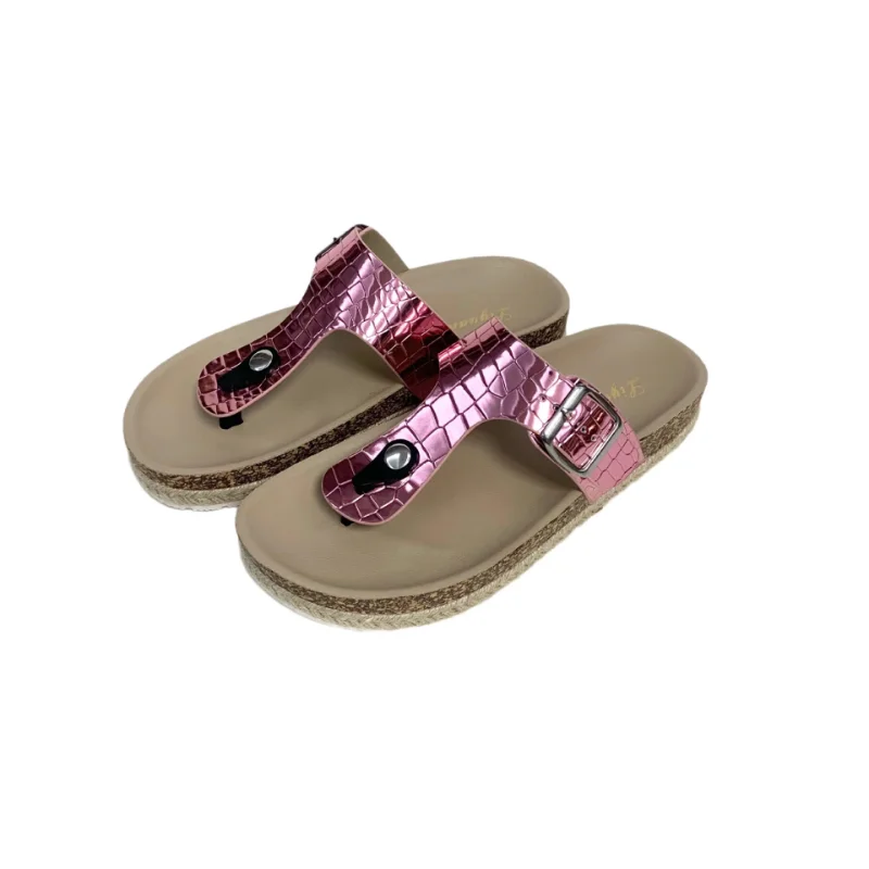 2022 New style hemp rope sandals thick cork sole slippers Women's leisure holiday flip flops outdoors flat with beach shoes