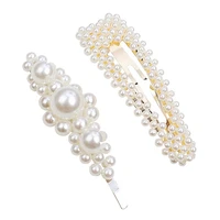 1pc women girls elegant full pearls geometric hair clips sweet hair ornament hairpin barrette headband hair accessories