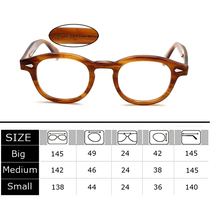 Johnny Depp Lemtosh Eyeglasses Frame Men Optical Glasses Women Computer Goggles Clear Lens Luxury Brand Vintage Acetate