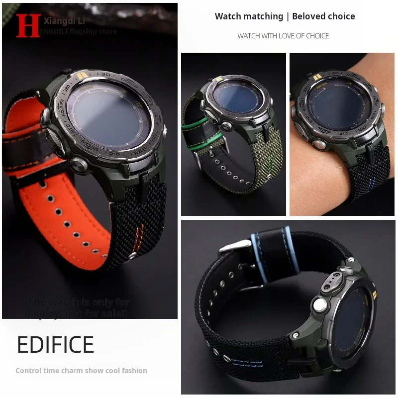 Фото Нейлоновый ремешок для часов Casio PROTREK PRW-3000 PRW-3100 PRW-6000 PRW-6100Y PRG-300 330, дышащий холщовый ремешок для часов, мужской браслет №3