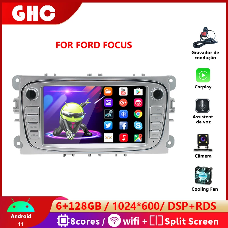 

GHC Universal 7'' Car Multimedia Player For Ford Focus Android Auto 2 Din Stereo Receiver Navigation GPS FM HD Video Carplay