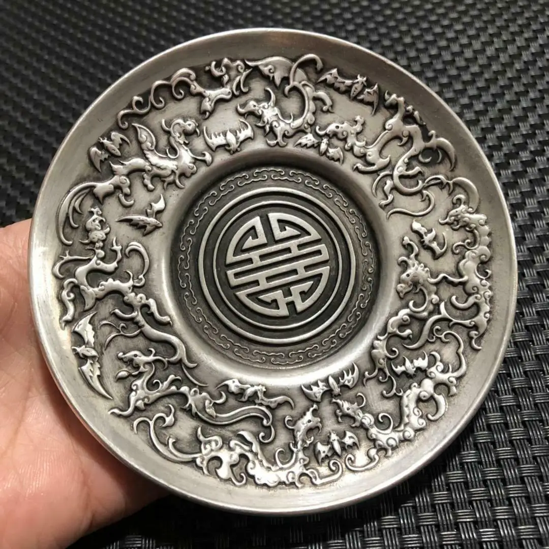 

Китайские старые тибетские серебряные медные пластины, декоративные лотки