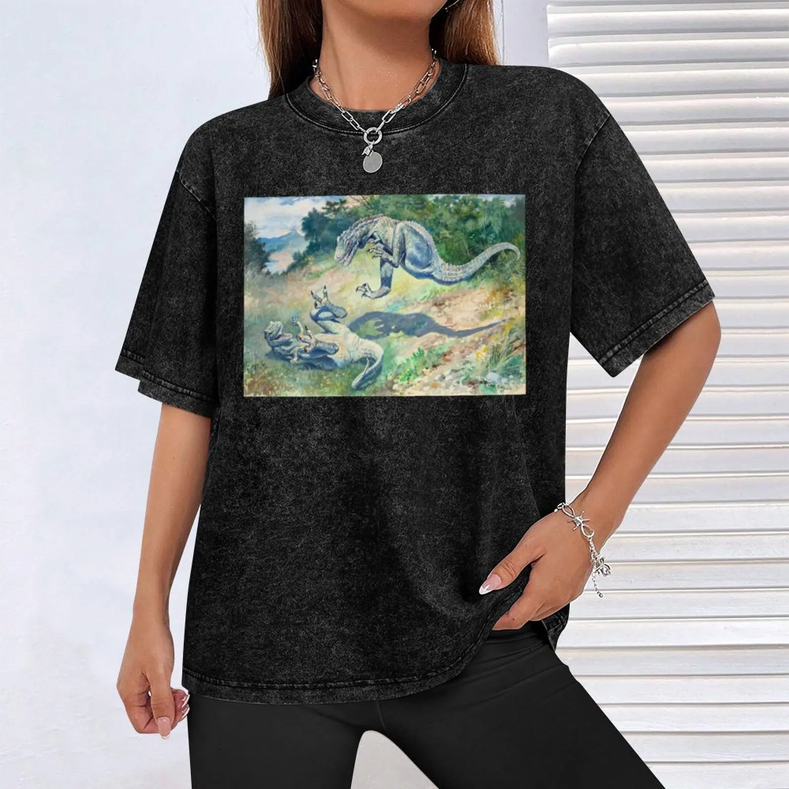 Leaping Laelaps от Charles R. Knight - футболка с рисунком динозавра рубашка на заказ рубашки