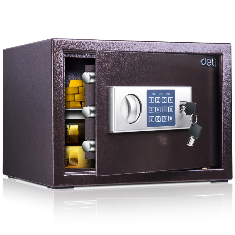 Ящик-Сейф Deli 92619, Размеры 35x25x25 см, миниатюрный ящик с паролем, ящик для безопасности с электронным паролем и сканером отпечатков пальцев для дома и офиса