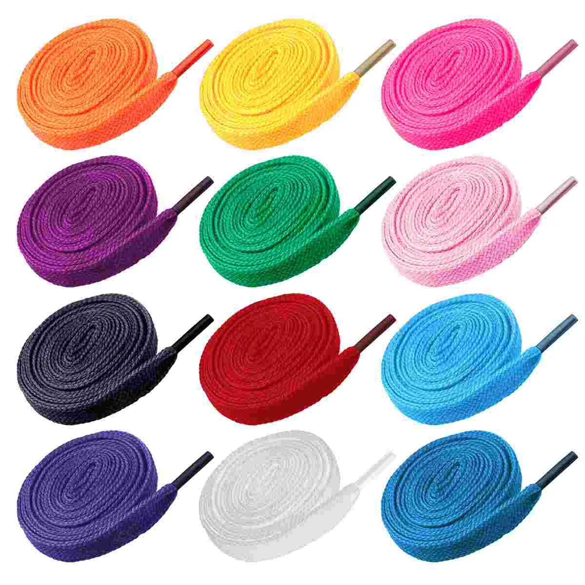 

12 Pairs Colored Shoe Laces Flat Bootlaces for Canvas Shoes Sports Shoes Sneakers ( Assorted Colors )