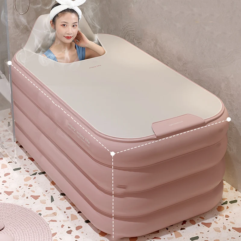 

Portable Mobile Bathtub Inflatable Collapsible Plastic Bucket Cover Bathtub Adult Large Freestanding Baignoire Household Bathtub