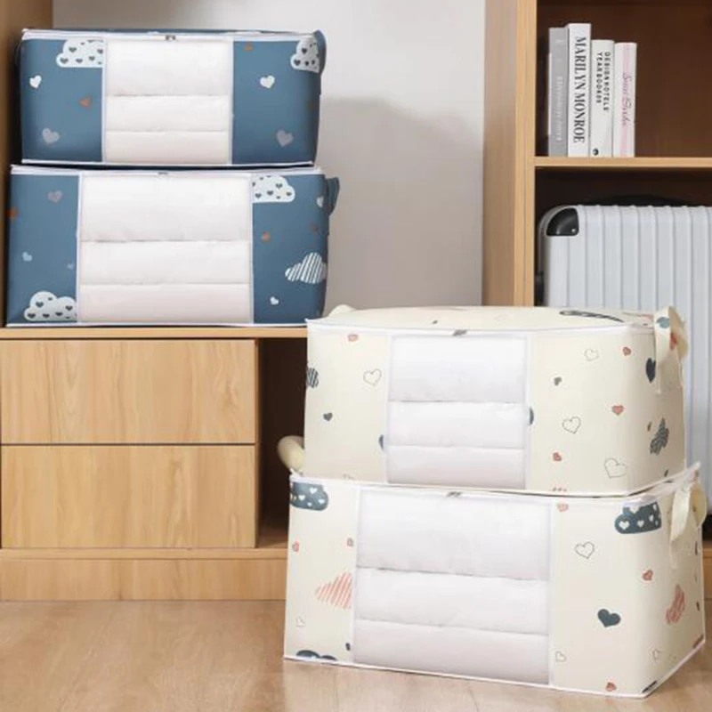 

Сумка для хранения стеганых одеял, водонепроницаемый Вместительный Мешок для сортировки одеял, пылезащитный органайзер для шкафа, коробки под кровать, домашнее хранение