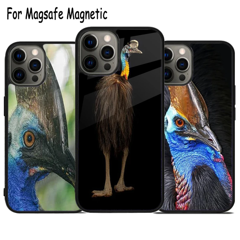 Cassowary экзотическая птица Беспроводная зарядка Magsafe телефонный чехол для iPhone 15 16 14
