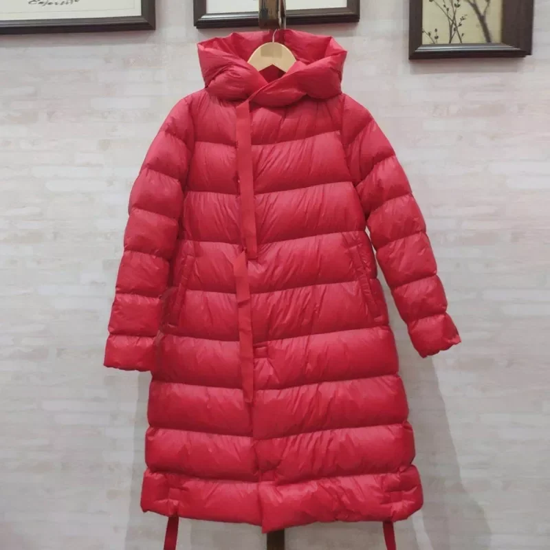 

2023New Winter Ultra Light Long Down Jacket Women 90% White Duck Down Coat Hooded Thicken Warm Female Bread Overcoat Loose Outwe