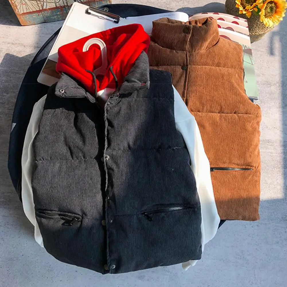 

Стильный мужской жилет, пальто, утепленный мужской жилет, однобортная Свободная куртка на пуговицах без рукавов, сохраняет тепло