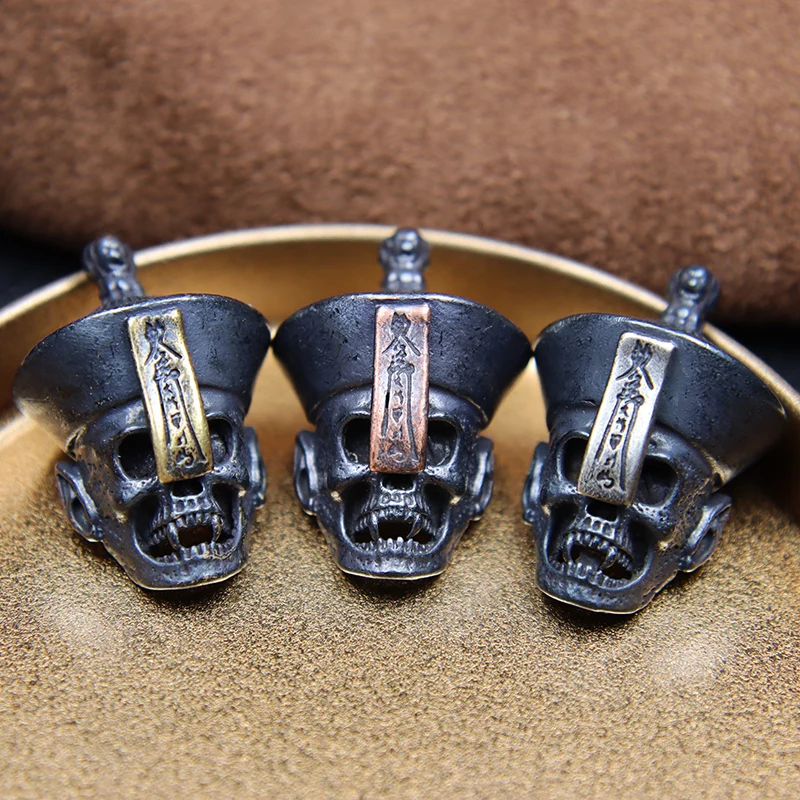

Zombie Skull Face Brass Knife Beads Handcrafted DIY Paracord Woven Lanyards Pendants Outdoor Punk EDC Tools Hangings Accessories