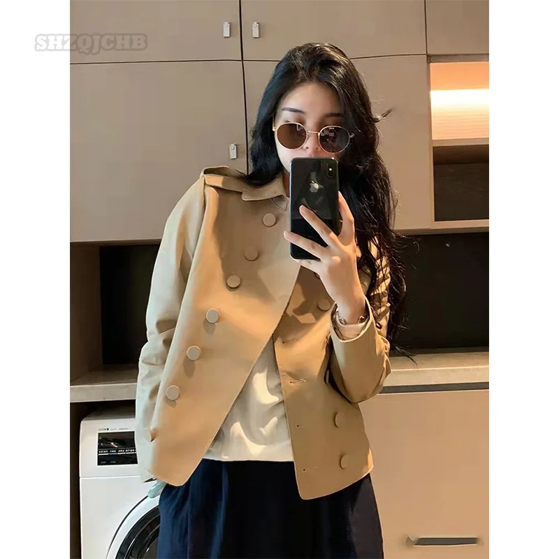 

Women's Leather Jacket Women's Short Sheepskin In Fact The New Double Breasted Slim Leather Jacket For Women 2023