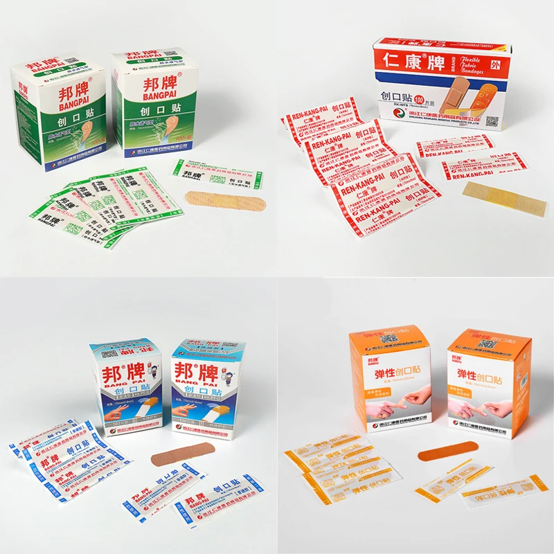 

100pcs Non-Woven Band-Aid. Portable Anti-Cut Hemostasis Band-Aid Hot Melt Film Waterproof Elastic Tape Medical Supplies Factory