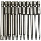 Набор отверток и сверл, 11 шт., 14 дюйма, шестигранный хвостовик T6 T7 T8 T9 T10 T15 T20 T25 T27 T30 T40, длина 3 дюйма