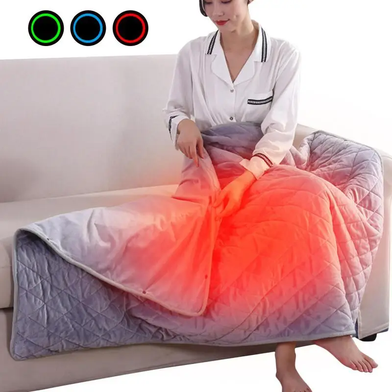 Large Comfort USB Electric Heating Shawl Washable 3 Heat Settings with Timing Function Heated Blanket for Home Office Use