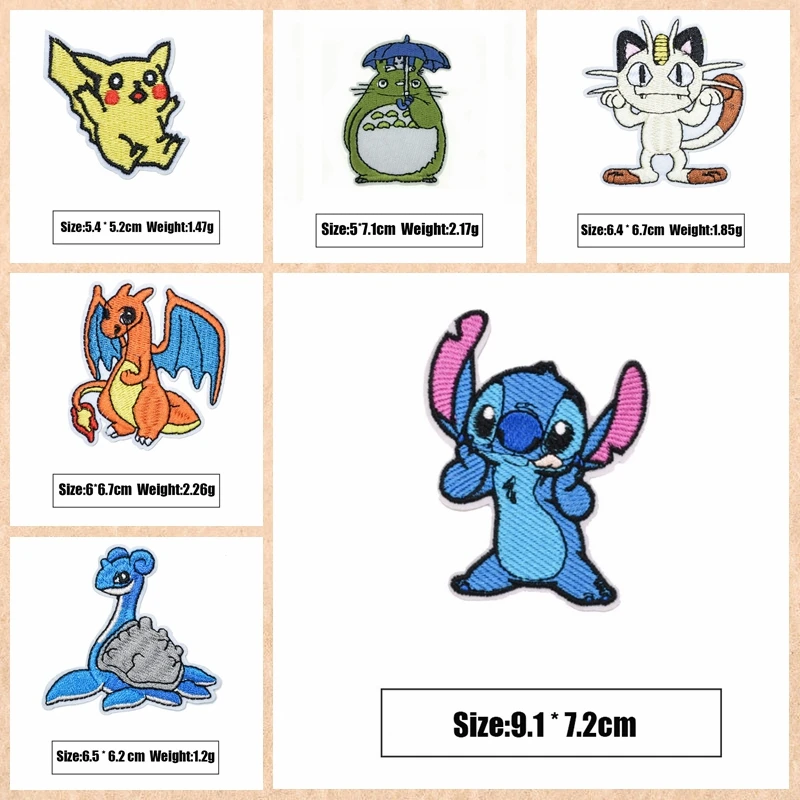 

Japanese Anime Patches Pokemon One Punch Man Iron on Transfers for Clothing Embroidery Patch Thermal Transfer for Clothes Patch