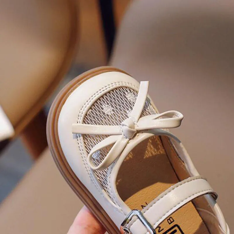 Кожаная обувь для девочек модная сетчатая дышащая маленьких детская принцессы