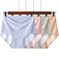 3pcsset ice silk briefs womens lingerie soft underpans high waist panties breathable seamless underwear female intimates m4xl