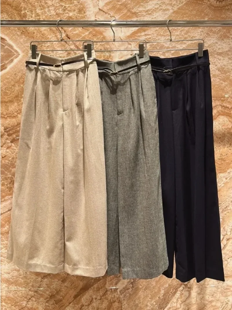 Брюки женские с завышенной талией широкими штанинами