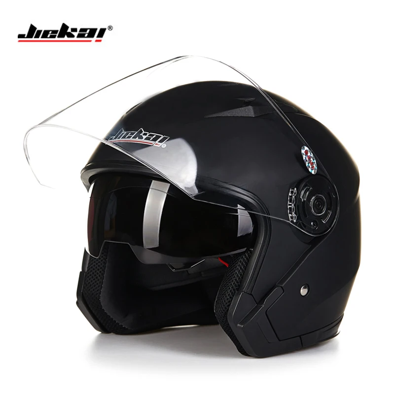 Helmet motorcycle open face capacete para motocicleta cascos para moto racing Jiekai motorcycle vintage helmets with dual lens