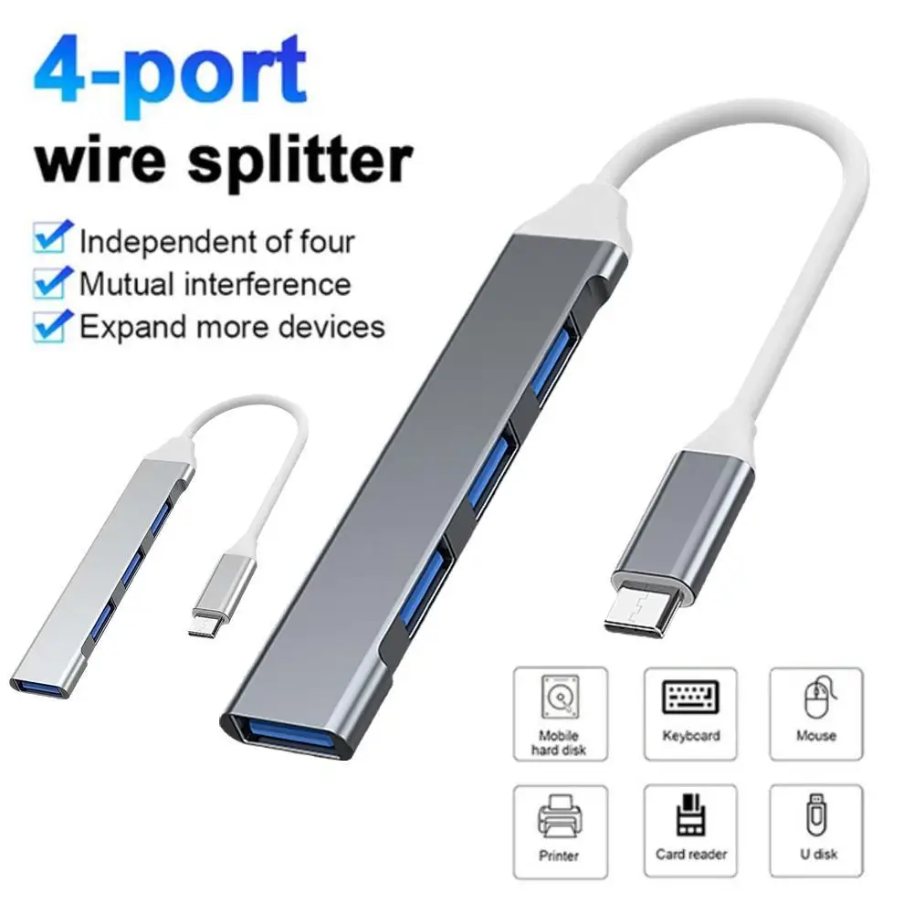 

USB-концентратор с 4 портами USB 3,0, высокоскоростной разветвитель типа C, адаптер USB, расширитель OTG для Xiaomi Macbook Pro 13 15 Air Pro, компьютера