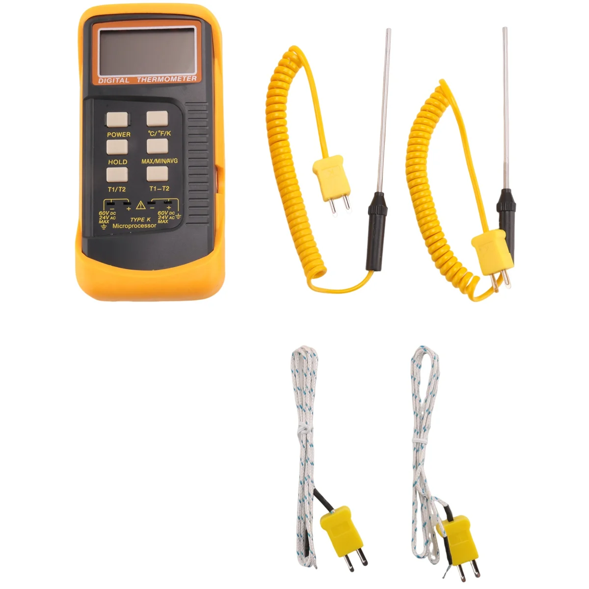 Цифровой термометр типа K (-50-1300 °C) с двумя каналами 4 зонда ручной