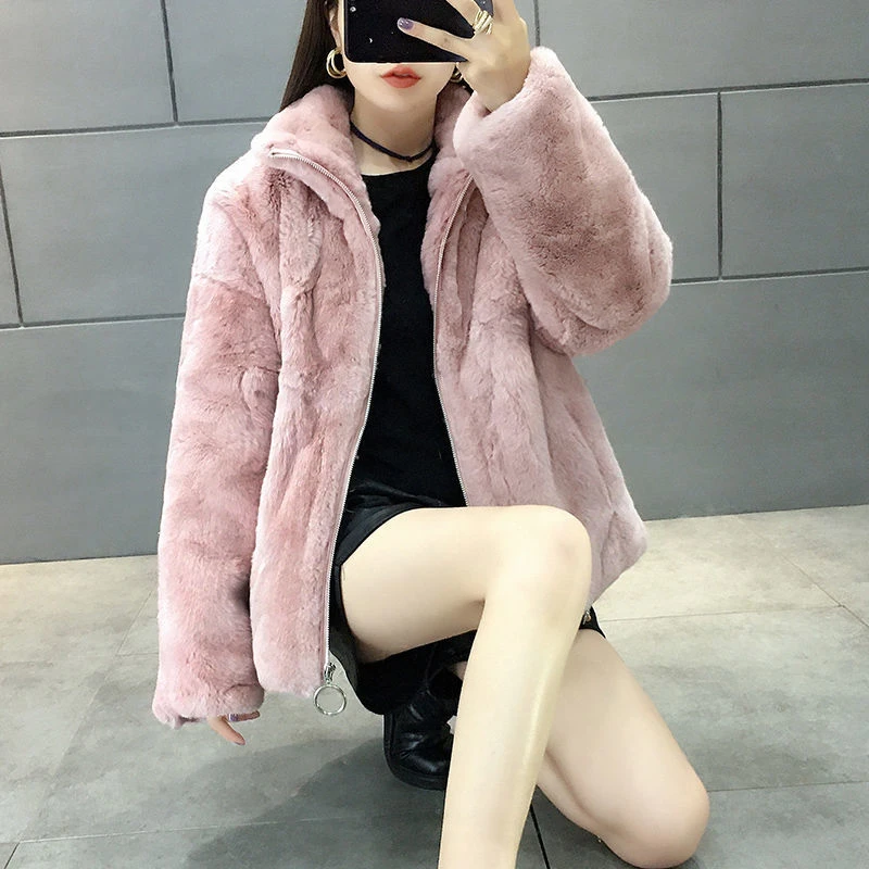 Faux Mink Fur Jacket Women's Winter Warm Short Plush Coat 2022 New Korean Fashion Fluffy Thick Coat Faux Fur Furry Teddy Jacket