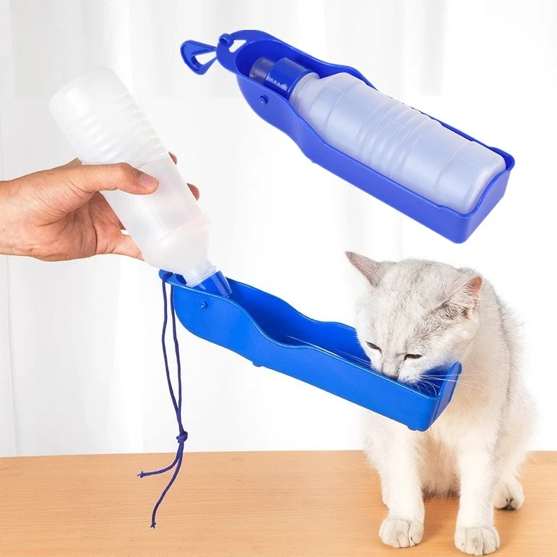

Pet Portable Foldable Dog Water Bottle Plastic Pets 250ml/500ml Outdoor Travel Drinking Waters Feeder Bowl Pet Supplies
