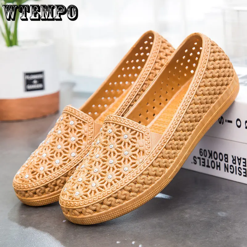 WTEMPO Fashion Lady Girl Sandals Summer Women Casual Flat Shoes Hollow Out Mesh Breathable Leisure Shoes Wholesale Dropshipping
