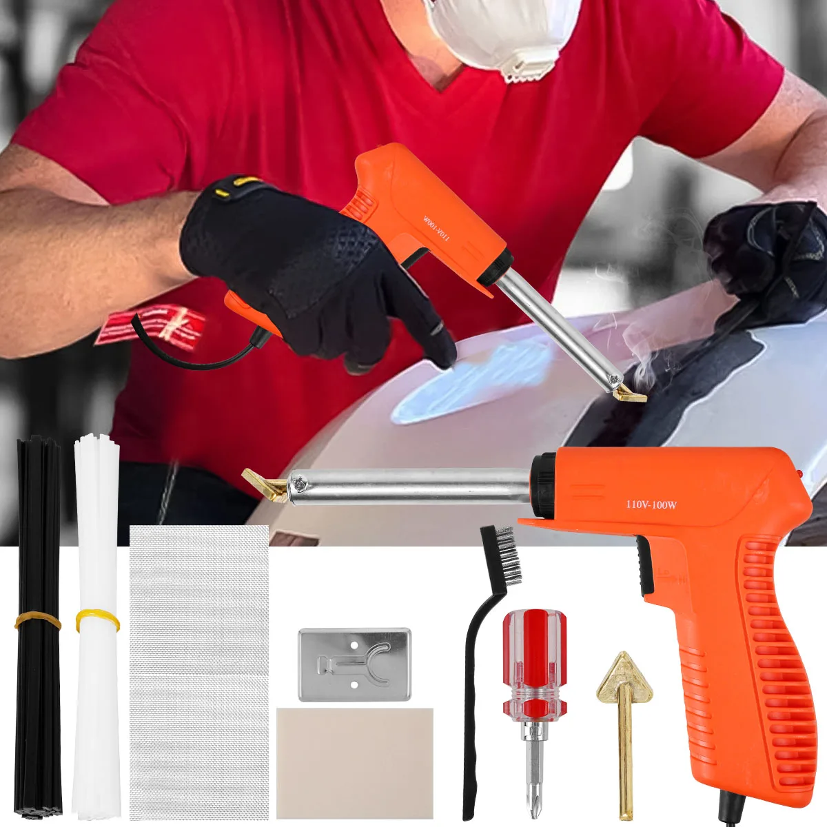 

Новый пластиковый сварочный набор 100 Вт, маленький паяльник, комплект для быстрого нагрева, портативный автомобильный бампер, ремонтный сварщик, набор инструментов с 2 паяльниками