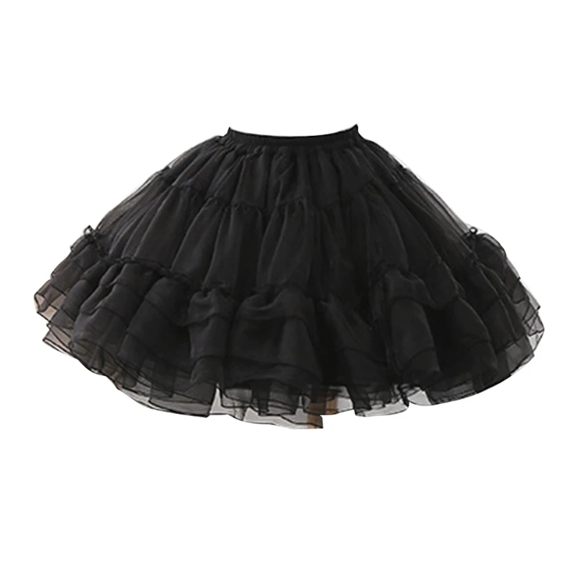 

Women's Lolita Skirts Crinoline Fluffy Petticoat Vintage Party Underskirt Elastic Waist Swing Gothic Skirt for Prom
