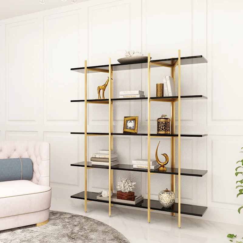 

Rack gold wrought iron living room storage rack multi-floor partition shelf bookshelf display rack