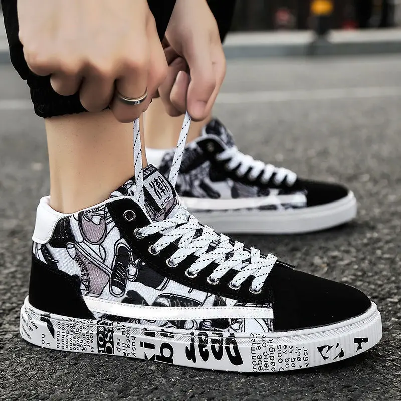 New summer men's high-top shoes Sports and leisure canvas shoes Skateboard shoes