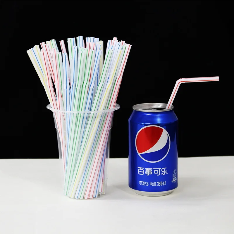 1500 шт. гибкие пластиковые соломинки в полоску разноцветная Женская длина 8 дюймов