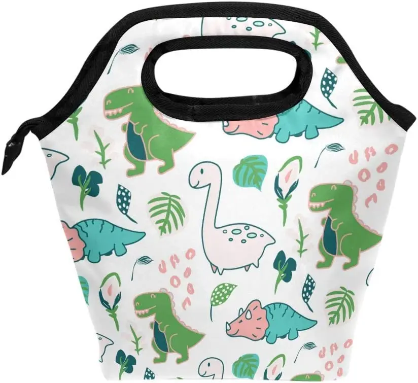 

Cute Dino Lunch Bag for Kids Waterproof Insulated Neoprene Lunch Tote Soft Bento Cooler Thermal Bags for School Work Pacnic