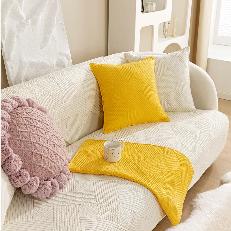 

Хлопковые Чехлы для диванов, однотонные универсальные Нескользящие накидки на диван, декоративное покрытие для гостиной