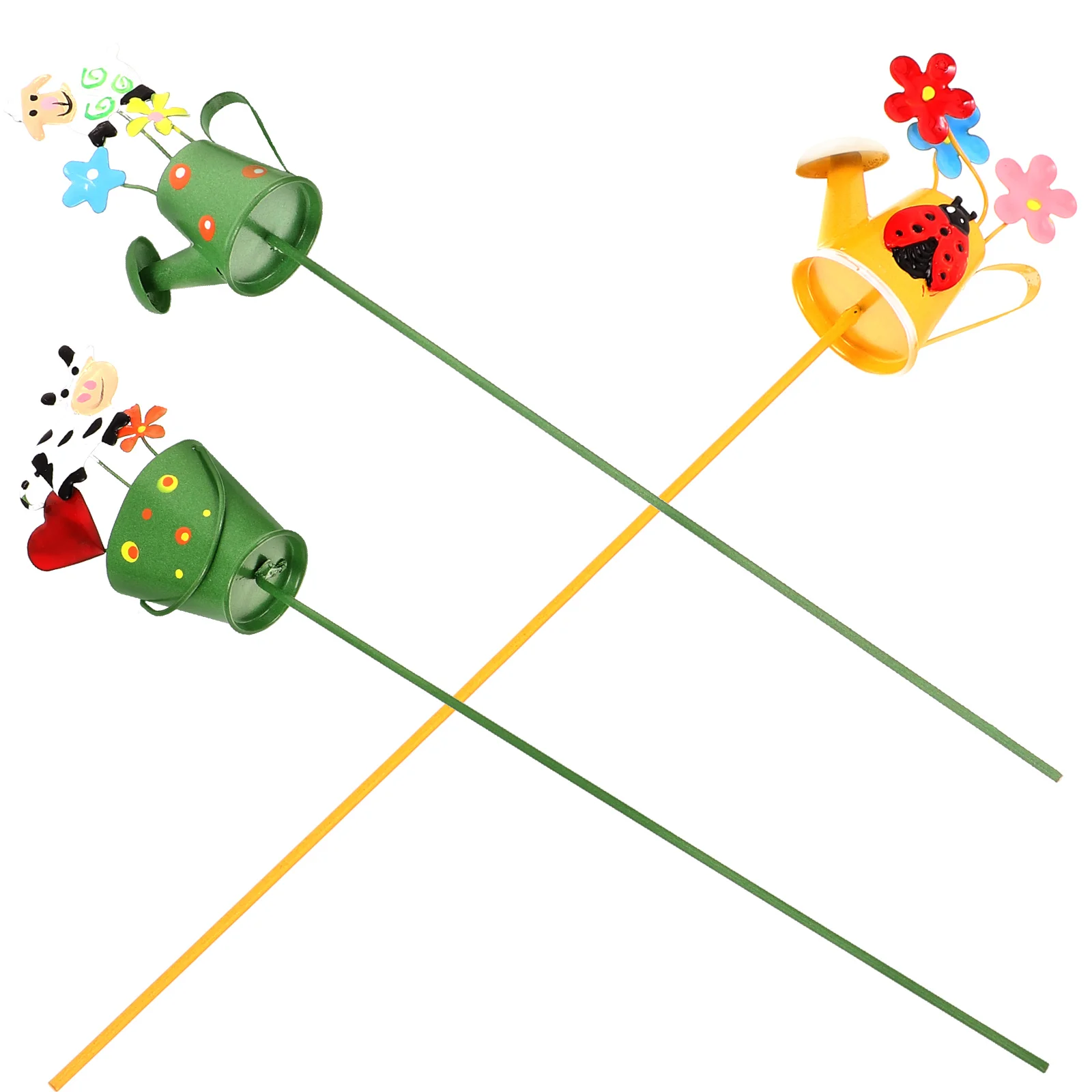 

3 Pcs Kettle Potted Decoration Yard Flower Stakes Iron Garden Lawn Pick Patio Adornment