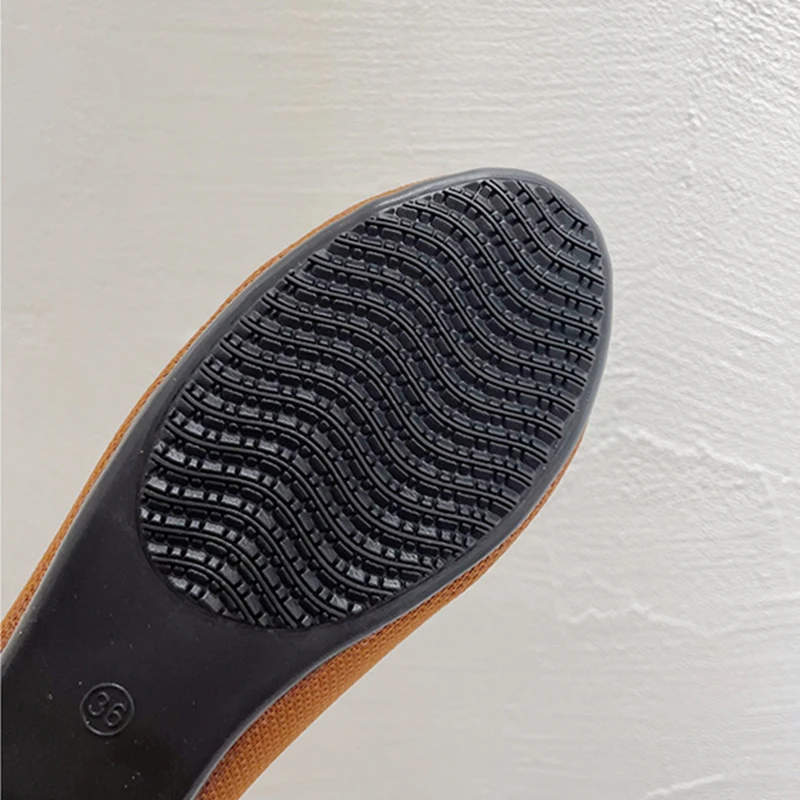 Casual Knitted Shallow Mouth Flat Shoes Woman Ballerina All-match Temperament Round Toe Women's Loafer Single Shoe Zapatos Mujer