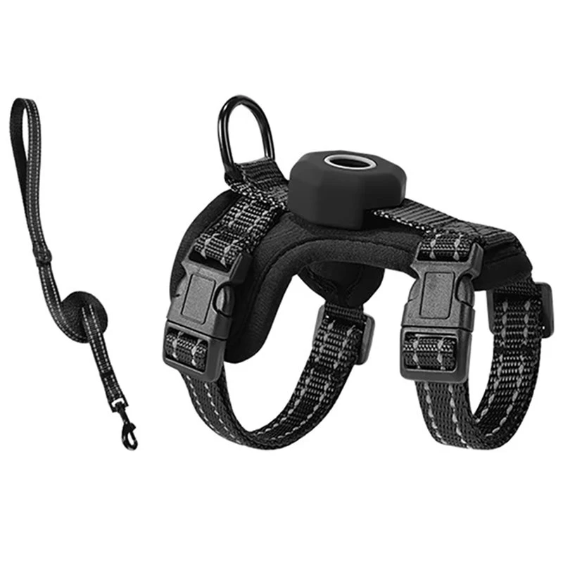 Фото HRBAJ-Escape-Proof Cat Harness XS с держателем для Airtag, светоотражающий регулируемый жилет для котят для прогулок на улице №1