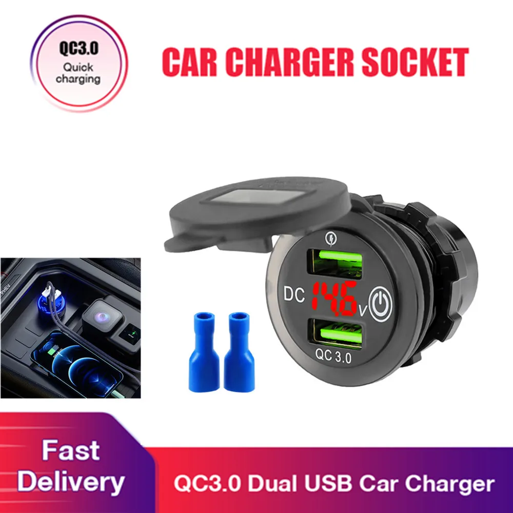 

Автомобильное зарядное устройство с двумя USB-портами, 12-24 В