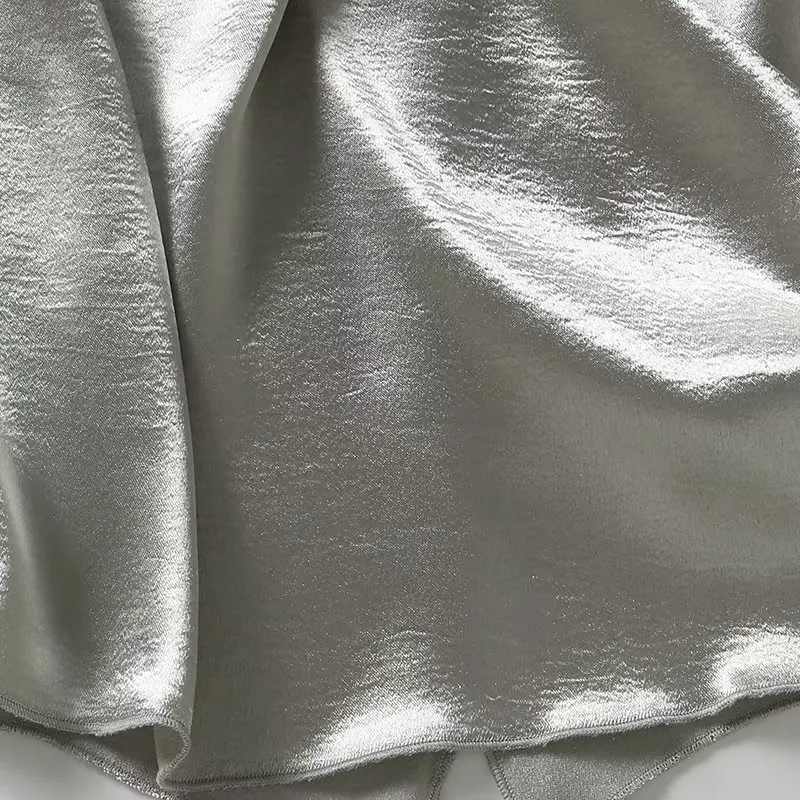 Maxdutti 2023 новая Британская мода элегантная миди юбка женская Серебристая атласная